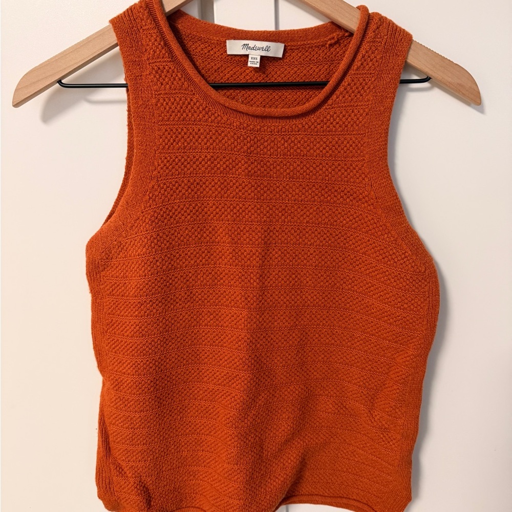 Madewell Rust Orange Textured Knit Tank Top